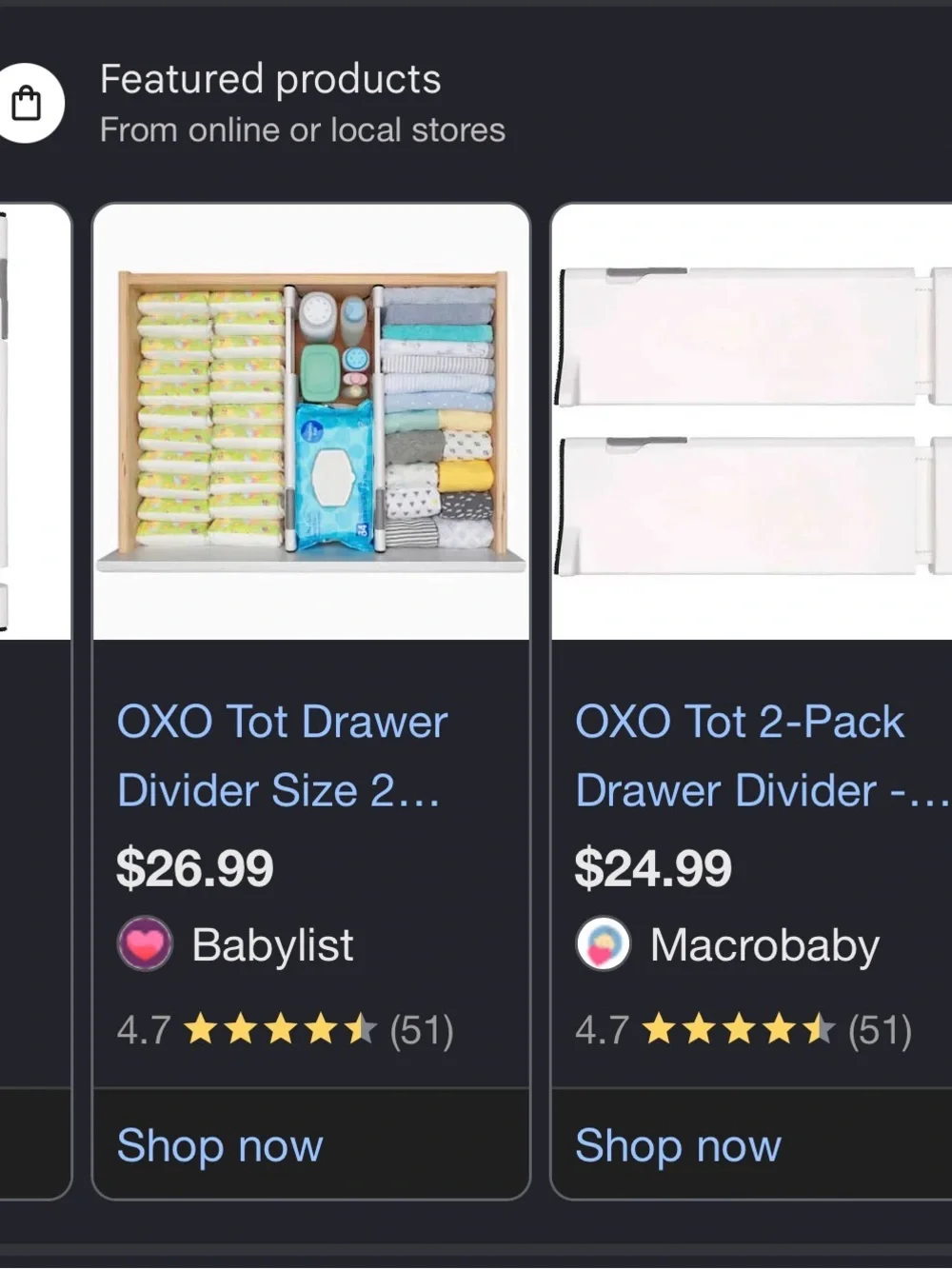 Oxo Tot Expandable Drawer Dividers in White